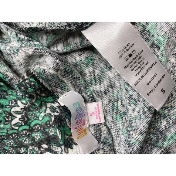 LuLaRoe Sarah Gray Green Paisley Linen Blend Long Cardigan Duster Small - Picture 4 of 5